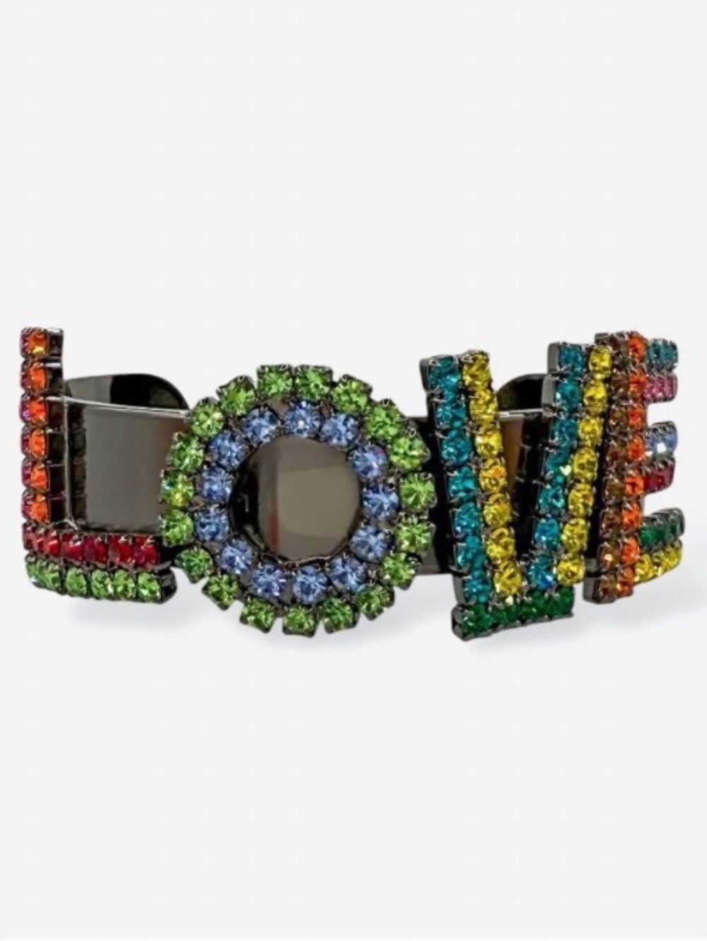 TOVA La La LOVE cuff bracelet Multicolor crystals. NWT. Gunmetal adjustable cuff
